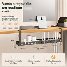Carica l'immagine nel visualizzatore di Gallery, Canalina Cavi Scrivania Estensibile 43-74 cm,Versione Migliorata, Raccogli Cavi e Organizer Cavi Sotto Scrivania Senza F