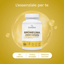 Carica l'immagine nel visualizzatore di Gallery, Bandini® Bromelina Forte 180 capsule gastroresistenti - 2500 GDU (1.000mg)