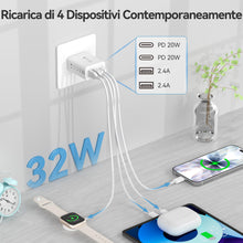 Carica l'immagine nel visualizzatore di Gallery, YISH Caricatore USB C Caricabatterie Rapido 32W Multiplo Alimentatore Presa