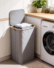 Carica l'immagine nel visualizzatore di Gallery, Ribelli Cesto portabiancheria pieghevole da 85 litri, con coperchio e sacco rimovibile, per lavanderia, bagno, camera da letto, grigio