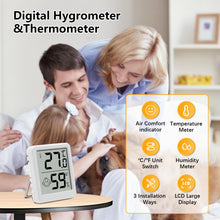 Carica l'immagine nel visualizzatore di Gallery, Termometro igrometro interno Mini LCD digitale termometro da camera con display Smiley per camera dei bambini, soggiorno