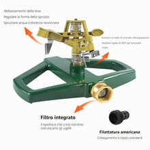 Carica l'immagine nel visualizzatore di Gallery, Irrigatore Automatico Giardino Rotante a 360°, Irrigatore a Pulsazione per Impieghi Gravosi con Base in Metallo Innaffia