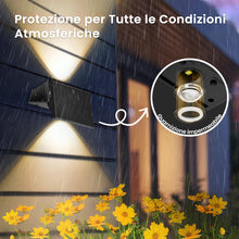 Carica l'immagine nel visualizzatore di Gallery, Lampada Solare da Esterno Up &amp; Down Set da 6 Luci Solari da Esterno Bianco Caldo 3000K Faretti Solari a LED da Esterno 1