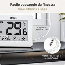 Carica l'immagine nel visualizzatore di Gallery, MEBUS 01074 Termometro digitale per interni ed esterni, Funzione minimo/massimo, Bianco