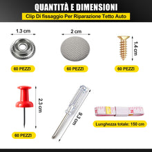 Carica l'immagine nel visualizzatore di Gallery, 60 Pezzi Kit di Riparazione del Tetto dell'Auto Rivetti per Riparazione Tetto Auto Universale Bottone per Riparare Tessu