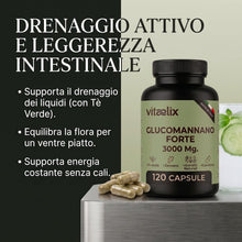 Carica l'immagine nel visualizzatore di Gallery, Glucomannano Forte 3000mg Made in Italy - Integratore ad Effetto Saziante per Controllo Peso Corporeo - Supporto Natural