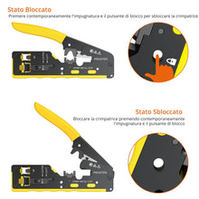 Carica l'immagine nel visualizzatore di Gallery, Proster Pinza Crimpatrice RJ45 Professionale Pass Through Multifunzione Spelafili per Cavo Rete per Connettori Strumento