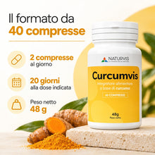 Carica l'immagine nel visualizzatore di Gallery, Curcumvis 40 Compresse - Integratore di Curcuma Longa, 950 mg di Curcuminoidi per 2 Compresse - 48 g