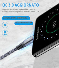 Carica l'immagine nel visualizzatore di Gallery, Cavo USB C 2 pezzi 3m, Cavo USB tipo C di ricarica in nylon tipo C, per Samsung Galaxy S10 S9 S8 Plus, Note10, Note9, M3