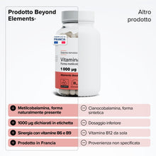 Carica l'immagine nel visualizzatore di Gallery, Vitamina B12 1000 μg Metilcobalamina – Antifatica – Vegana – 4 Mesi
