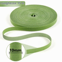 Carica l'immagine nel visualizzatore di Gallery, Adiwo Fascette per piante 15m x 10mm, nastro da giardino verde riutilizzabile, autoadesivo, per arrampicata e gestione d