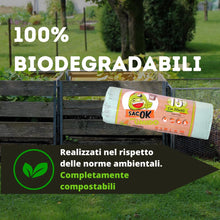 Carica l'immagine nel visualizzatore di Gallery, 60 Sacchi Umido 50x60 cm - Shopper Biodegradabili con Manici per la Raccolta Differenziata da interno - sacchi umido per