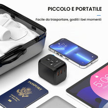 Carica l'immagine nel visualizzatore di Gallery, MAOMAOCON Adattatore da viaggio universale da viaggio con PD20 W, 2 USB, 1 presa USB C e 1 AC, adattatore universale per