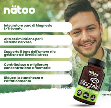 Carica l'immagine nel visualizzatore di Gallery, NÄTOO Magnesio Treonato Alto Dosaggio Magtein® 60cpr Integratore Magnesio L Treonato Puro 2000 Mg Magnesium L Threonate 