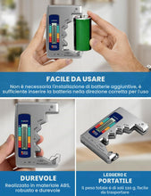 Carica l'immagine nel visualizzatore di Gallery, Testatore universale per batterie con display LCD per AA, AAA, N, C, D, 9V, pile a bottone 1,55V e mini pile