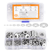 Carica l'immagine nel visualizzatore di Gallery, 800 PzRondelle Acciaio Inox, Rondelle Alzaporta, Rondella Piatta Metaliche per Viti, Assortimento di Rondelle Piatte per