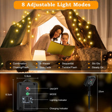 Carica l'immagine nel visualizzatore di Gallery, Catena Luminosa Solare da Esterno 100 LED 18m, Luci Solari da Giardino con 8 Modalità e Funzione Memoria, IP65 Impermeab