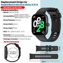 Carica l'immagine nel visualizzatore di Gallery, MIJOBS 2 Pack Cinturini Compatibile con Redmi Watch 4/5/6/6 Active/6 Lite
