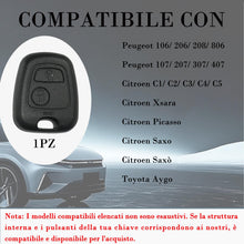 Carica l'immagine nel visualizzatore di Gallery, SUPALAND Guscio Chiave di Ricambio a 2 Tasti Per Telecomando Auto Senza Lama Per Citroen C1 C2 C3 C4 C5 Peugeot 106 107 