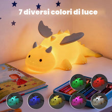 Carica l'immagine nel visualizzatore di Gallery, Euakee Luce Notturna a Forma di Drago, Lampada Notturna Bambini, 7 Colori, Tocco Portatile 1200mAh Batteria Lampada&amp;Timi