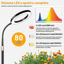 Carica l'immagine nel visualizzatore di Gallery, Ainiv Luci per Piante da Interno, Lampada di Crescita a Spettro Completo, 80 LEDs Lampada, con Timer auto 6/12/16H, 3 Mo