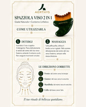 Carica l'immagine nel visualizzatore di Gallery, Spazzola Coreana Linfatica Viso 2 in 1 con Manico Gua Sha in Giada Naturale