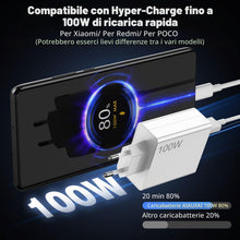 Carica l'immagine nel visualizzatore di Gallery, 100W Caricatore con Cavo USB C 2M per Xiaomi 17 Pro Max 17T 14T 15