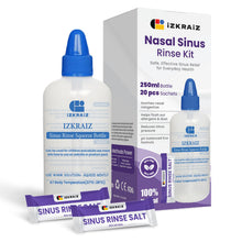 Carica l'immagine nel visualizzatore di Gallery, Kit per lavaggio nasale – Flacone da 250 ml + 20 bustine di soluzione salina, lavaggio dei seni nasali – Neti Pot per il