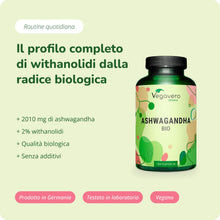 Carica l'immagine nel visualizzatore di Gallery, ASHWAGANDHA BIO Pura Vegavero® | 670 mg per capsula | con il 2% di Withanolidi | SENZA ADDITIVI | Polvere di Withania So