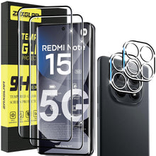 Carica l'immagine nel visualizzatore di Gallery, Pellicola Vetro Temperato per Xiaomi Redmi Note 15 5G, 2 Pezzi Pellicola Protettiva e 2 Pezzi Pellicola Fotocamera, Dure