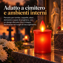 Carica l'immagine nel visualizzatore di Gallery, topolenashop Lumino Votivo LED Rosso a Batteria – Effetto Fiamma Realistico – Candela Elettronica 10,5x6,5 cm con Interr