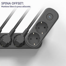 Carica l'immagine nel visualizzatore di Gallery, Electraline 55106 Adattatore Doppio Prima 2 Prese 16A (2P+E) Schuko Frontale, con interruttore ON/OFF, Multipresa a 2 Pr