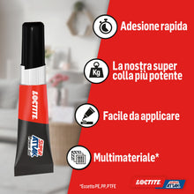 Carica l'immagine nel visualizzatore di Gallery, Loctite Super Attak Power Flex, Colla trasparente istantanea, 1x3 g