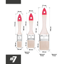 Carica l'immagine nel visualizzatore di Gallery, M7 Set di 3 Pennelli Piatti: 1" (ca. 25 mm), 1,5" (ca. 38 mm), 2" (ca. 50 mm) – Serie 30 - Setole Sintetiche, da Pittura