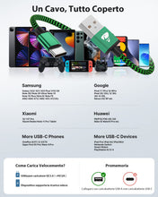 Carica l'immagine nel visualizzatore di Gallery, Cavo USB C, Cavo USB Type-C 2Metri 3Pezzi Caricabatterie Cavetto Ricarica Rapida Filo Caricatore Carica per Samsung S21 
