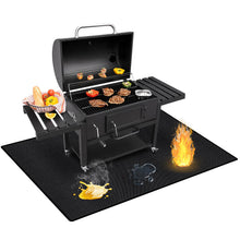 Carica l'immagine nel visualizzatore di Gallery, Tappetino per Barbecue da Esterno 102 x 152 cm, Tappeto Ignifugo per Barbecue, Impermeabile e Anti-Olio, Tappetino Prote
