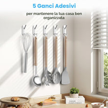 Carica l'immagine nel visualizzatore di Gallery, Alyvisun 5 Pezzi Ganci Adesivi, Appendi Accappatoio Bagno in Acciaio Inox