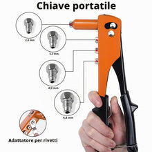 Carica l'immagine nel visualizzatore di Gallery, Rivettatrice Manuale con 200 Pezzi Rivetti, 4 Teste Intercambiabili