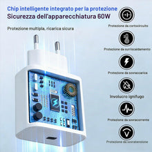 Carica l'immagine nel visualizzatore di Gallery, 60W USB C Caricatore Caricabatterie con Cavo ricarica 2m per Samsung Galaxy