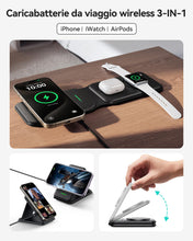 Carica l'immagine nel visualizzatore di Gallery, INIU Caricatore Wireless iPhone, Magnetic 3 in 1 Base Ricarica Certificato Qi, Da viaggio Caricabatterie Wireless Univer