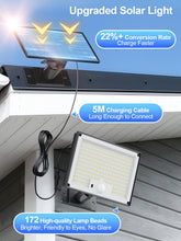 Carica l'immagine nel visualizzatore di Gallery, SIGRILL Faretti Solari a LED da Esterno, 172 LED Luce Solare LED Esterno con Sensore di Movimento, IP65 Impermeabile Luc