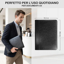 Carica l'immagine nel visualizzatore di Gallery, NEWYES Cartellina di conferenze Zipper in PU cuoio, A4, Regalo Uomo &amp; Regalo Donna, Cartella di documenti da viaggio, Portafoglio portafoglio da viaggio, Cartella organizer personale Agend, Nero