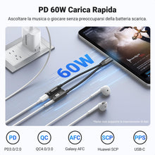 Carica l'immagine nel visualizzatore di Gallery, UGREEN Adattatore per Cuffie USB C a Jack 3.5mm PD 60W Magnetico 2 in 1(Nero)