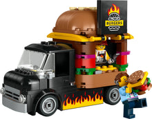 Carica l'immagine nel visualizzatore di Gallery, LEGO City Furgone degli Hamburger Giocattolo, Veicolo da Costruire per Bambini e Bambine da 5 Anni in su, Camion Food Truck con Accessori per Cucinare e 2 Minifigure, Regalo Divertente 60404