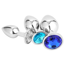Carica l'immagine nel visualizzatore di Gallery, 3x Plug Anale Metallo | Butt Plug Cristallo Blu | Puro Piacere in 3 Taglie per Donna, Coppia, Uomo | Giocattoli Anali Ar