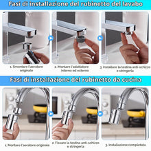 Carica l'immagine nel visualizzatore di Gallery, Aeratore Rubinetto Ottone 360° Rotary Rompigetto Rubinetto M22 M24
