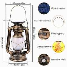 Carica l'immagine nel visualizzatore di Gallery, Weinsamkeit Lanterne Solari da Esterno, 2 Pezzi Lampade da Campeggio LED Vintage, Impermeabile Appendere Lampade con Eff