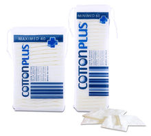 Carica l'immagine nel visualizzatore di Gallery, Cotton Plus MINIMED 60 pz. - LINEA MEDICA | QUADRATI PRETAGLIATI, 100% PURO COTONE PER USO MEDICO | Ipoallergenico, asso
