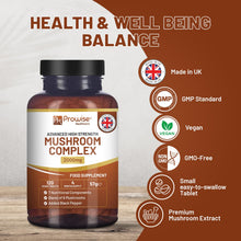 Carica l'immagine nel visualizzatore di Gallery, Advanced Mushroom Complex 2000mg | Una super miscela di 6 funghi con criniera di leone, chaga, cordyceps, shiitake, reis
