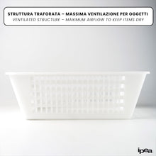 Carica l'immagine nel visualizzatore di Gallery, IPEA Cesta Forata in Plastica Rettangolare Multiuso - Made in Italy - 33 x 33 x 16 cm - Cesto per Bucato, Casa, Bagno, Biancheria - Bacinella con Fori - Contenitore Traforato - Vaschetta Bianca
